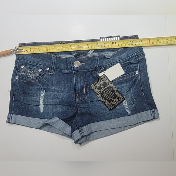 ❤️ MONTANA JEANS SHORTS LOW WAIST EMBELLISHED RHINESTONE.SIZE: 5/6 COLOR:  BLUE - Picture 4 of 14
